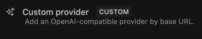 Custom provider button in the Providers tab