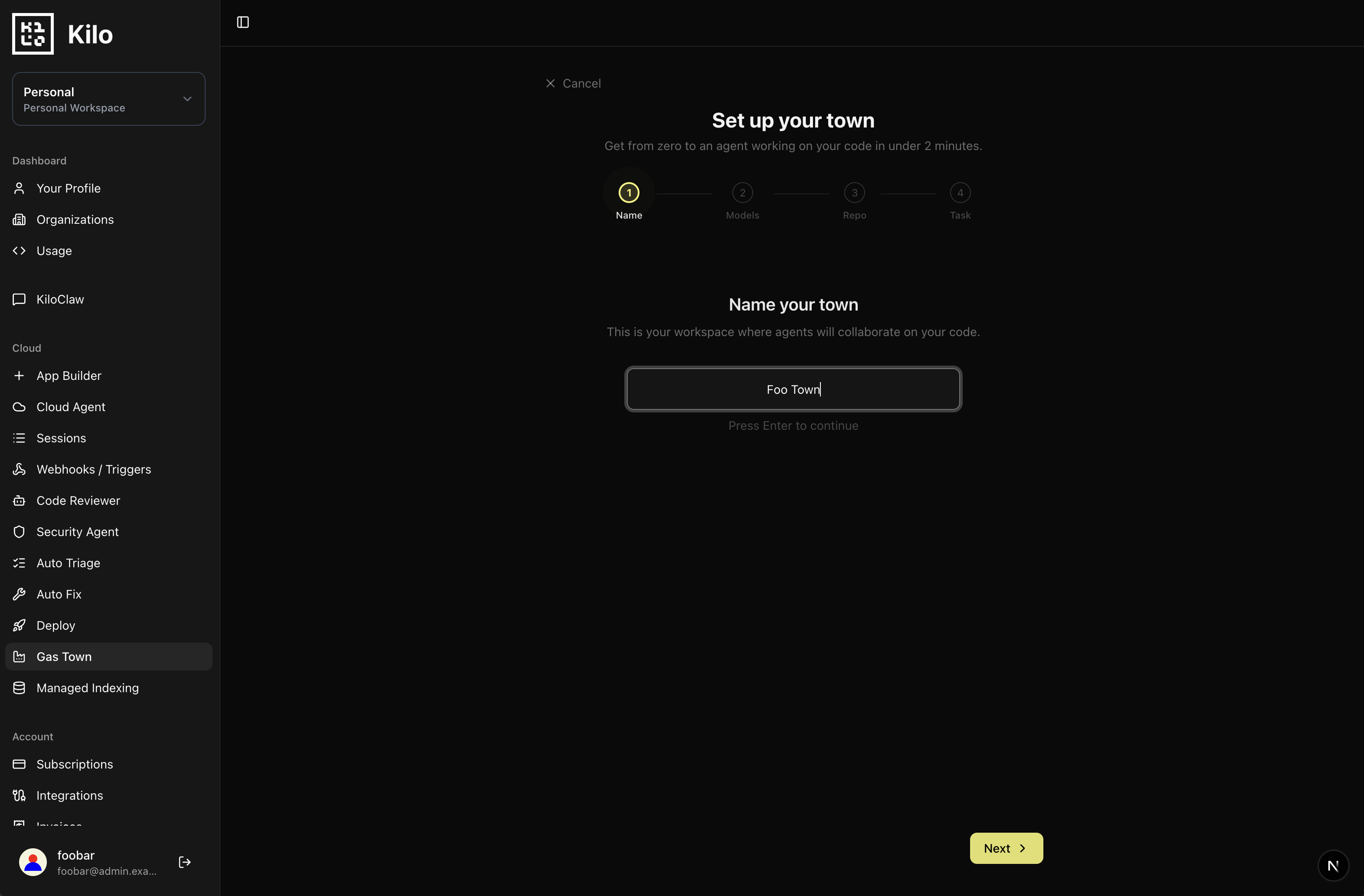 Gas Town new town onboarding flow
