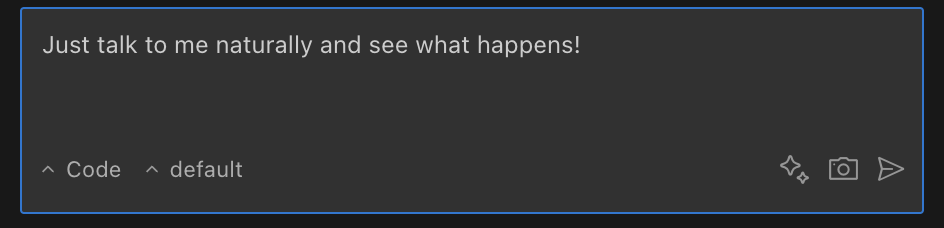 Example of typing a request in Voyager Code