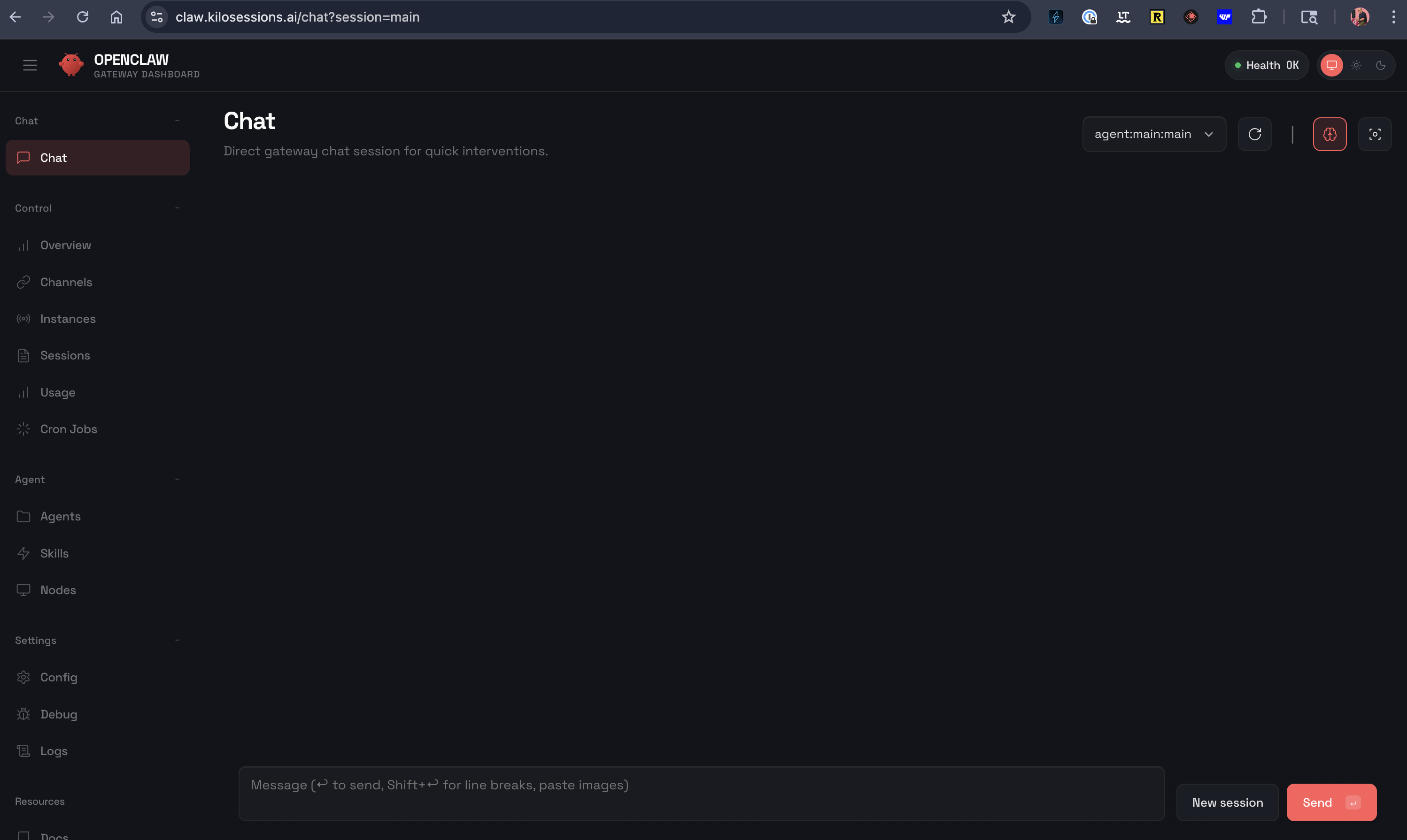 OpenClaw web interface